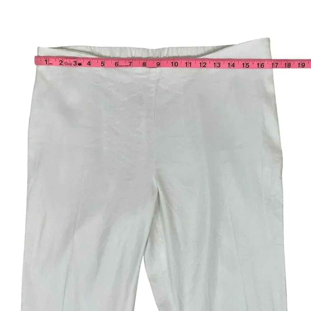 J.Jill Linen Stretch Pull On Cropped Ankle Pant White Sz MP Minimalist Coastal